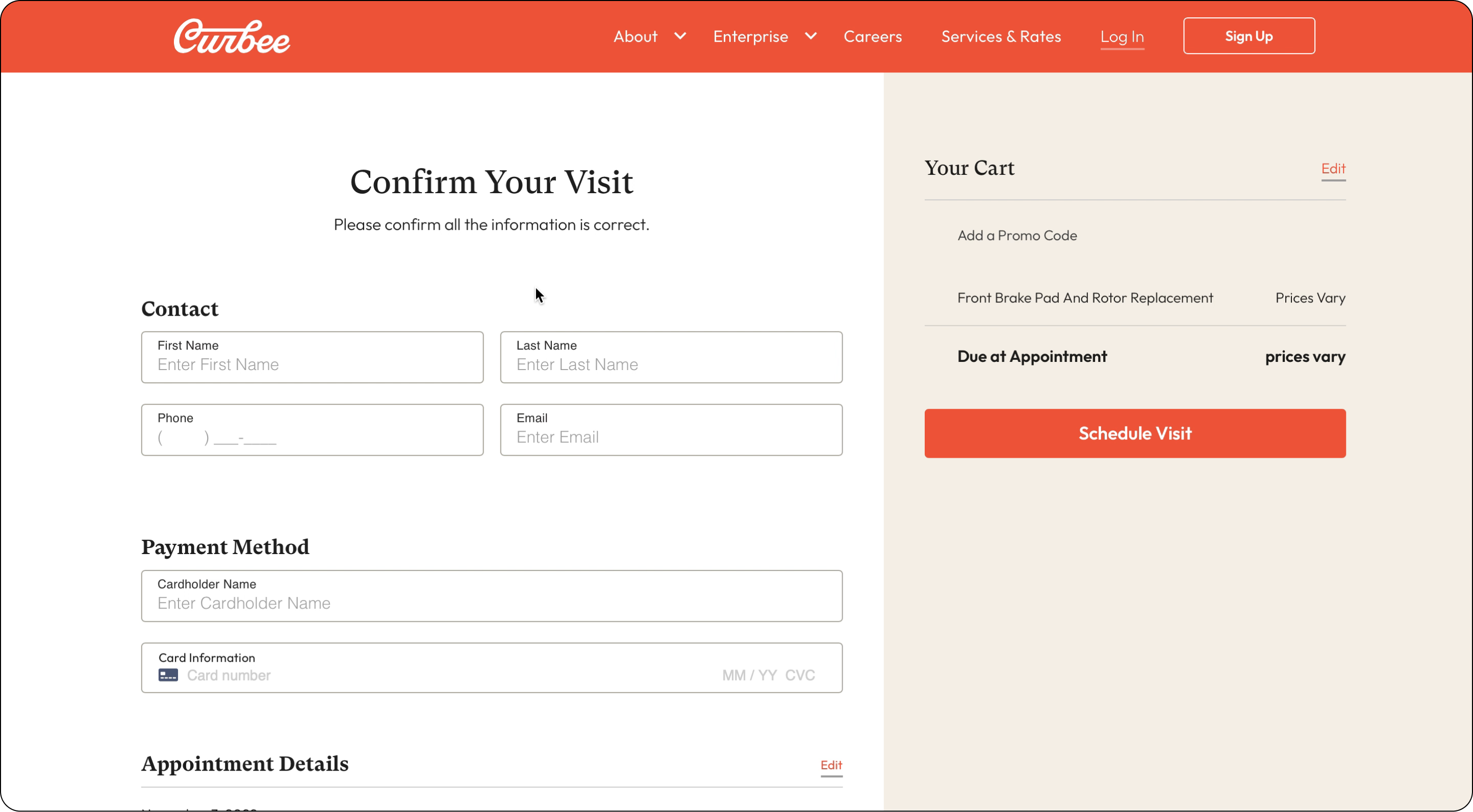 Checkout screen