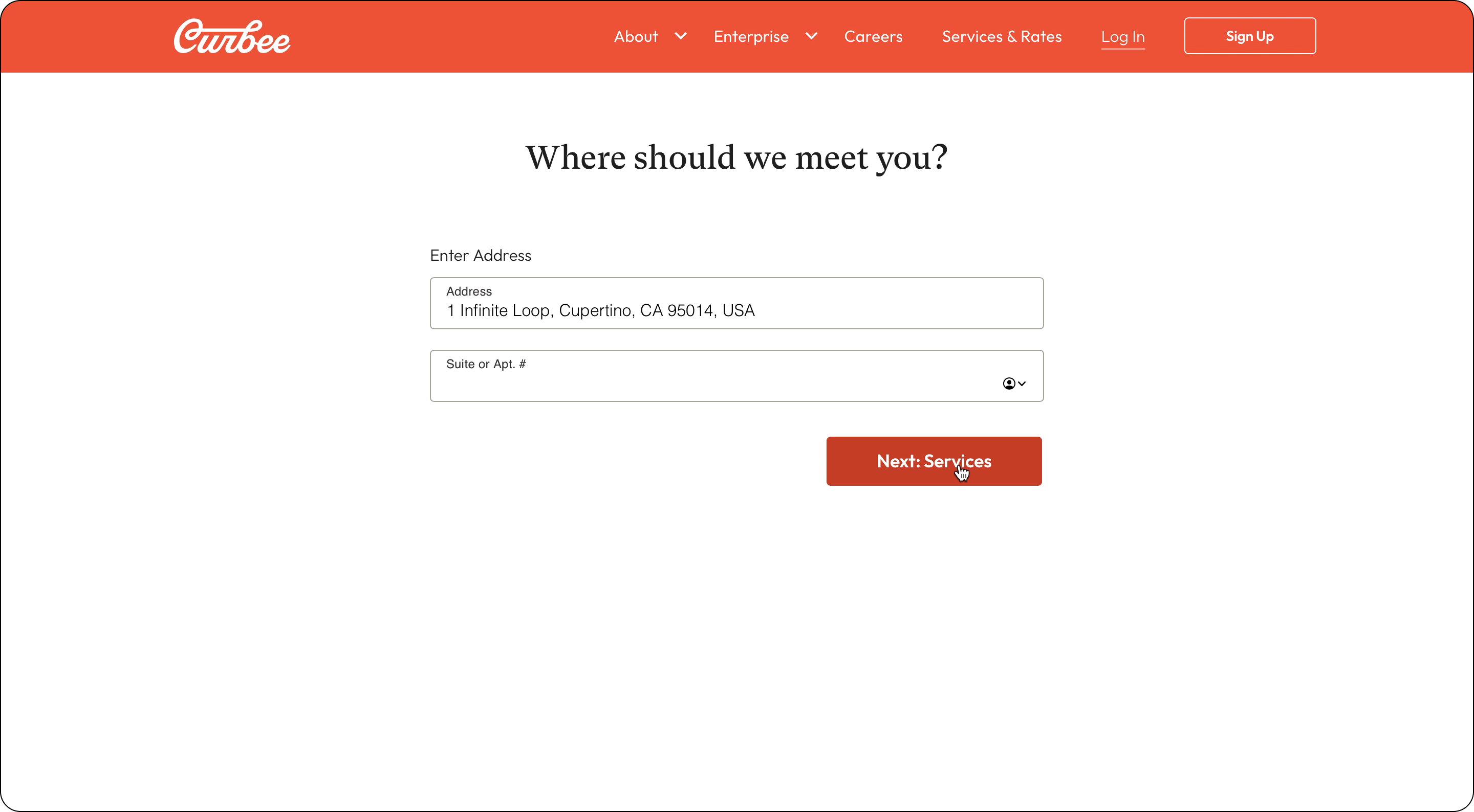 Enter address screen